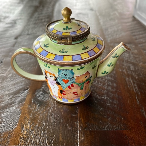 Kelvin Chen Enamel Miniature Trinket Teapot Cats - Picture 3 of 7